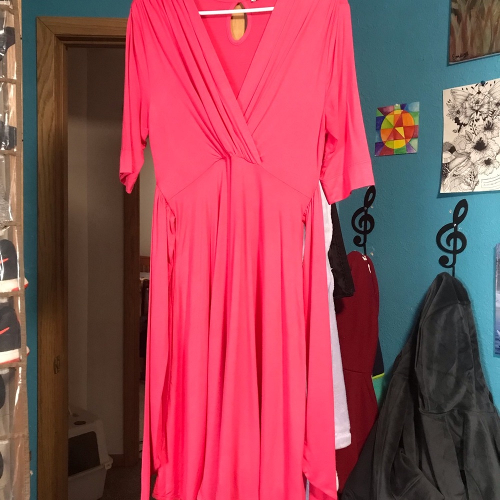 Pink nee length dress